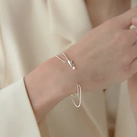 design style paper airplane star opening bracelet double layer round beads shiny zircon bracelet for girl women