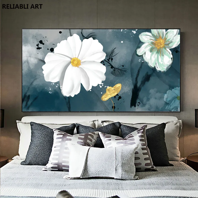 

Abstract Ink flower bedside decoration painting Poster Canvas Prints Wall Art Picture Nordic Living Room Decor Cuadros