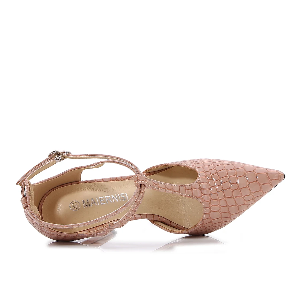 35-46 fashionable new women's sandals pointed soft large patent leather ultra-high heel buckle sandals for women