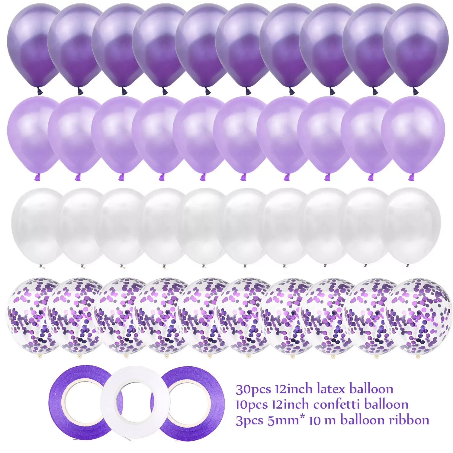 

40pcs 12inch Purple Latex Air Helium Balloons Baby Girl Birthday Party Decorations Kids Mermaid Adults Wedding