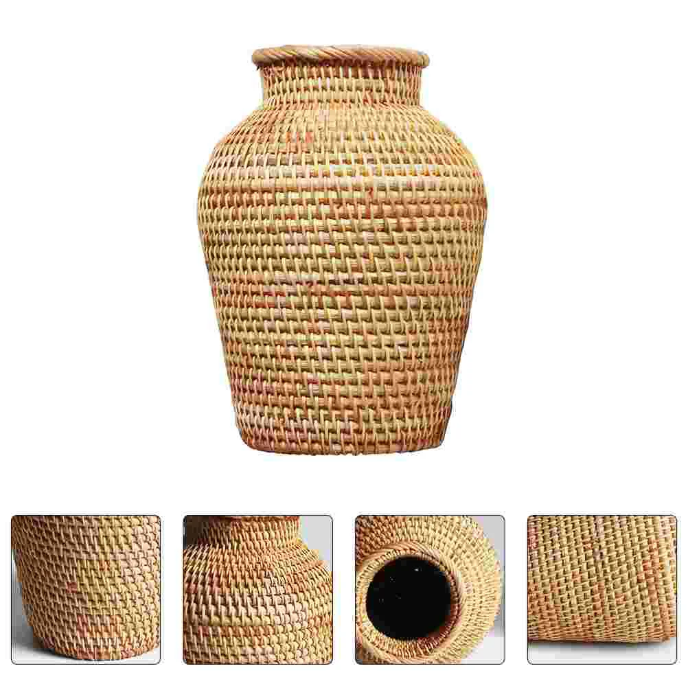 

Rattan Vase Flower Container Desktop Adornment Unique Flowers Holder Home Decor Insert Craft Household Pots Vases for