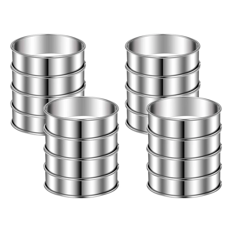 

4 Inch Muffin Rings Crumpet Rings, Set Of 16 Stainless Steel Muffin Rings Molds Double Rolled Tart Rings Round Tart Ring