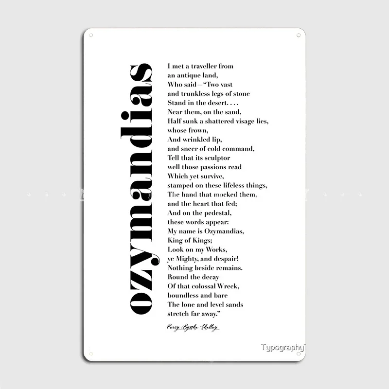 Плакат Ozymandias By Percy Bysshe Shelley металлическая табличка кинотеатр гостиная пещерный