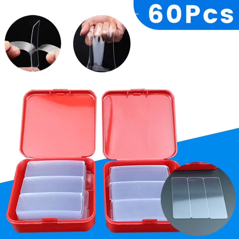 

60Pcs/Box Double Sided Adhesive Tape Reusable Multifunctional Removable Washable Tape for Walls/Wood/Tile/Plastic/Metal Surface