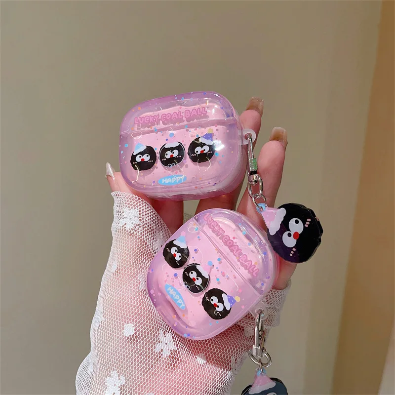 

Cute Cartoon Coal Pendant Case for AirPods Pro2 Airpod Pro 1 2 3 Bluetooth Earbuds Charging Box Protective Earphone Case Cover