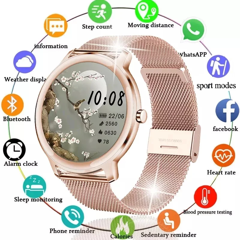 

Новинка 2021, женские Смарт-часы, женские водонепроницаемые фитнес-трекеры для телефона Xiaomi Huawei, фитнес-трекер с пульсометром, женские Смарт-ч...