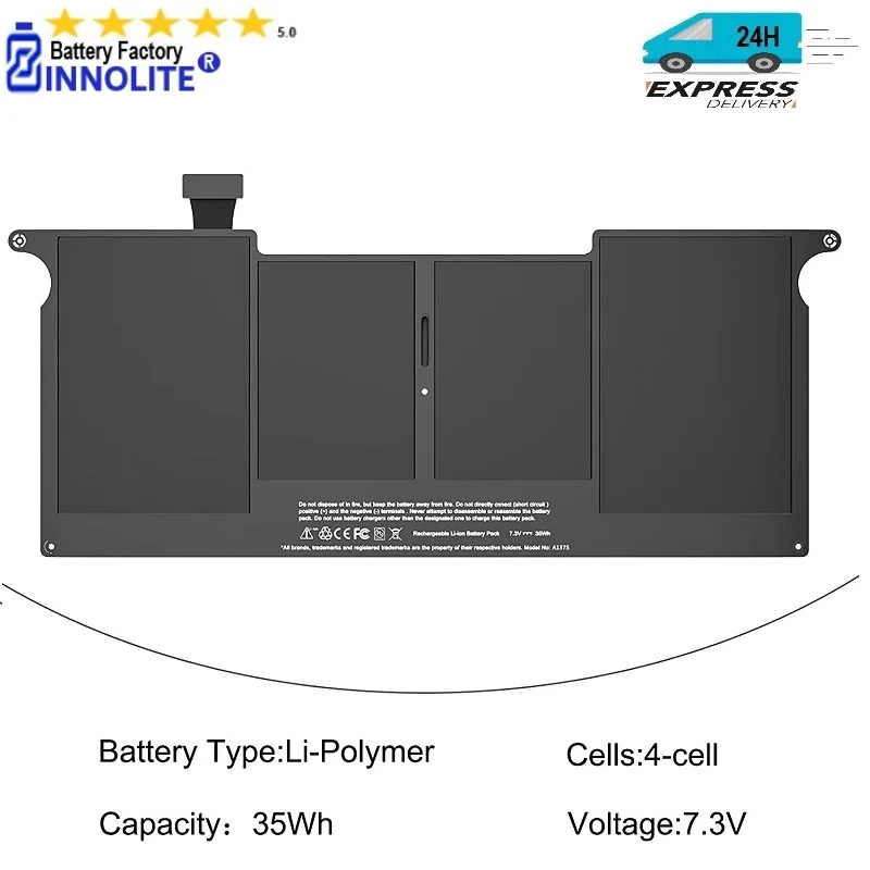 A1375 Replacement Laptop Battery for Apple A1370 (Only for Late 2010 Version) A1375 Battery for 11-inch MacBook Air 2010