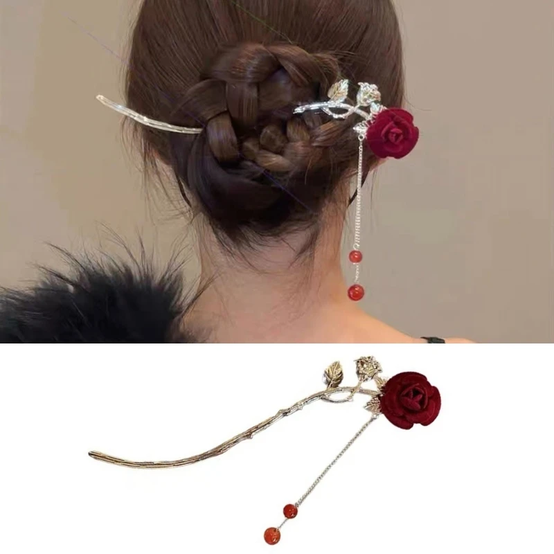 Rose Shape Hairpins Temperament Hair Stick For Long Hair Drop Shipping