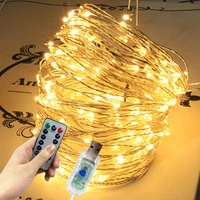 led fairy string lights christmas decoration remote control usb wedding garland curtain 10m lamp holiday for bedroom outdoor diy
