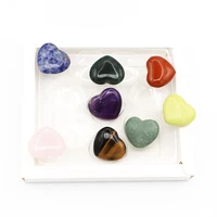 new natural stone hearts shaped gift box set ornament crystal rose quartz carved love healing gemstones craft wedding decor 1box