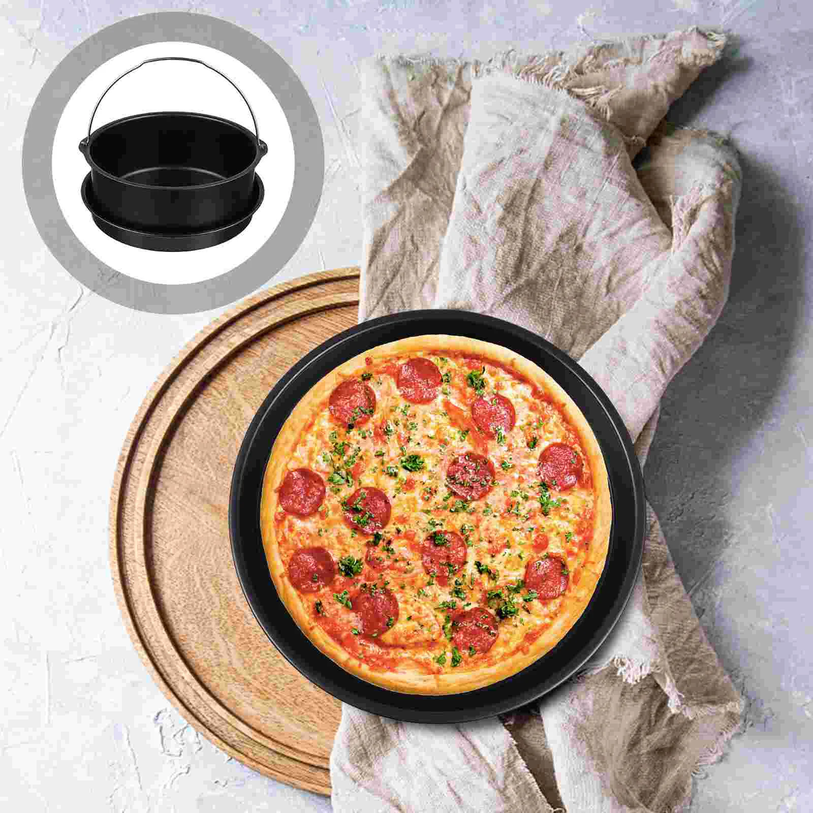

1 Set/2PCS 6 inch Air Fryer Accessories with Carbon Steel Cake Barrel Pizza Pan