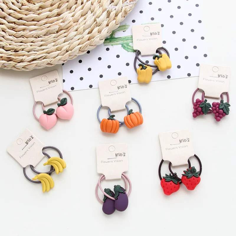 

2 шт./Лот Новые милые головные уборы принцессы с фруктами и овощами Детские эластичные повязки для волос Детские повязки аксессуары для дево...