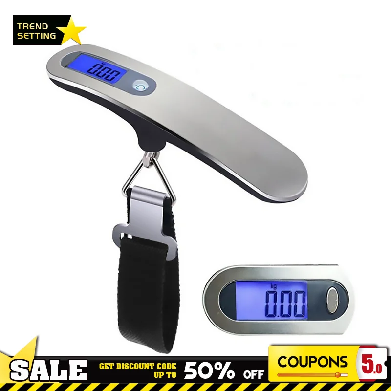 50kg/110lb Portable Mini Suitcase Scale Household Digital Display Scale Applied Aircraft Luggage Outdoor Scale Weighing Balance