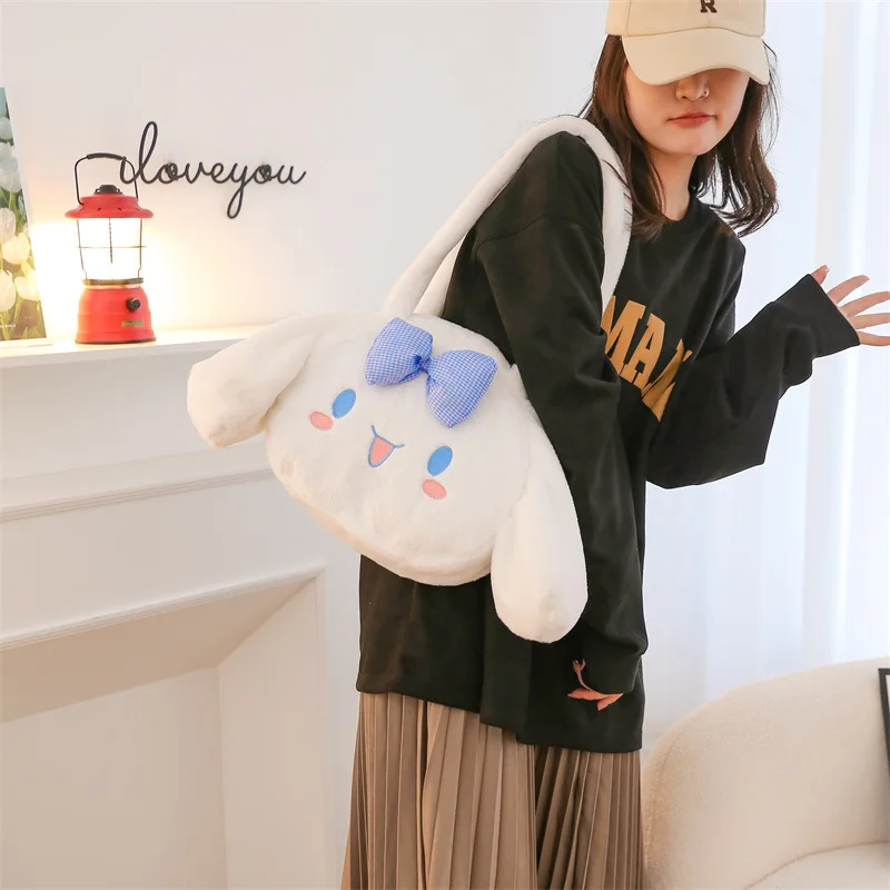 

Плюшевая сумка большой емкости аниме Cinnamoroll Hello Kitty My Melody Kuromi Plushie сумка для девочек портативная уличная дорожная сумка
