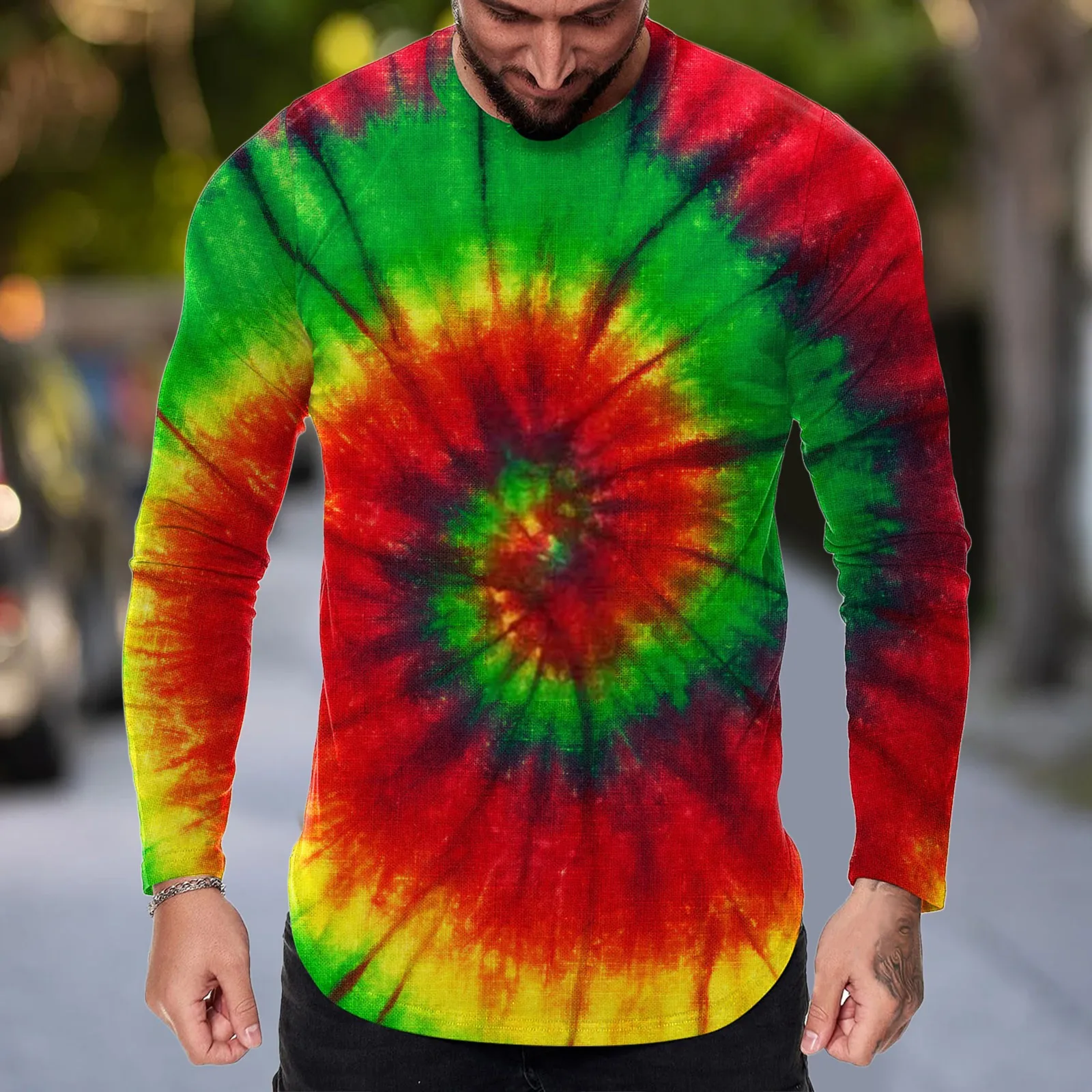 

Mens Fashion Casual Sports Fitness Outdoor d Hem Solid Color Round Neck T Shirt Long Sleeve Top Purple Top Men
