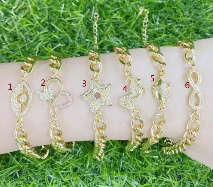 

Женский браслет-цепочка с кубинским цирконием, 1 шт.