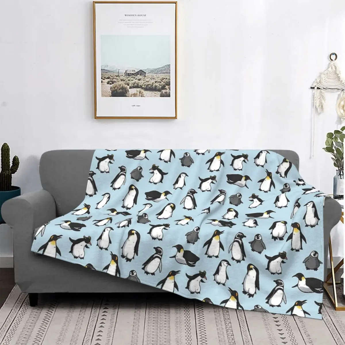 

Милый плед в виде пингвина, трикотажные одеяла с мультяшным рисунком, флисовое теплое покрывало в виде животного для дома, дивана, спальни, стеганое одеяло