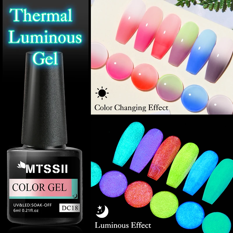 

MTSSII Thermal Gel Nail Polish Temperature Color Changing Glitter Soak Off UV Nail Art Gel Varnish Manicure Nail Polish