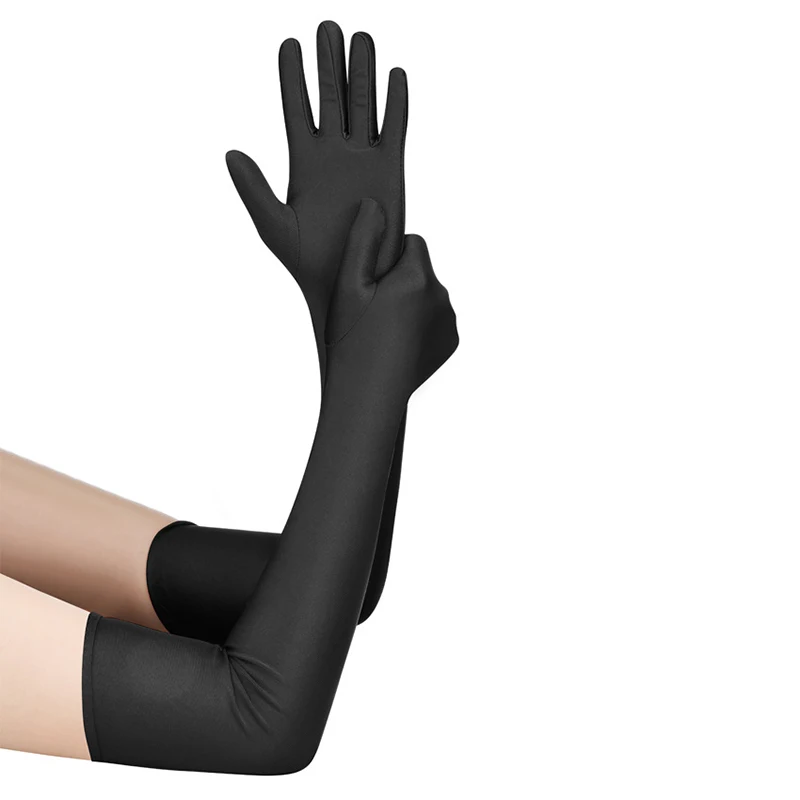 

High Elastic Spandex Sun Protection Gloves Party Nightclub Wedding Performance Black Gloves