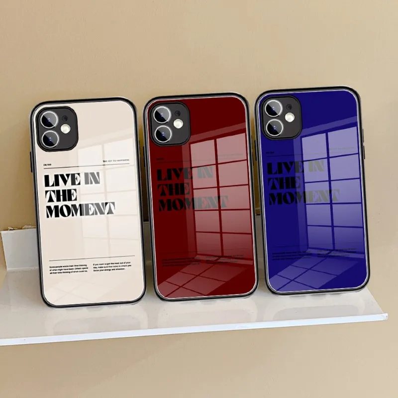 

Fashionable Postcard Simplicity Phone Case glass 14 13 11 12 Pro 8 7 Plus X 13 Pro MAX XR XS MINI Black Covers