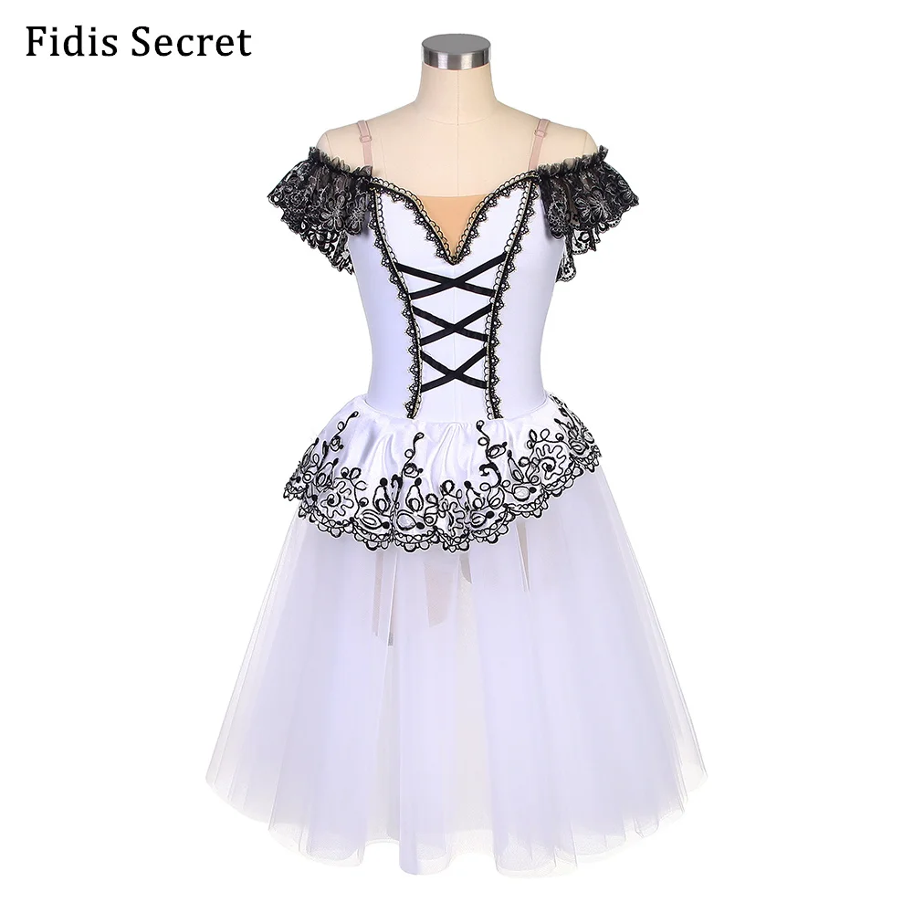 

Women White Romantic Ballet Skirt Stage Wear,Girls Dance Recital Long Tutu Costumes,Ballerina Professional Performance Dress