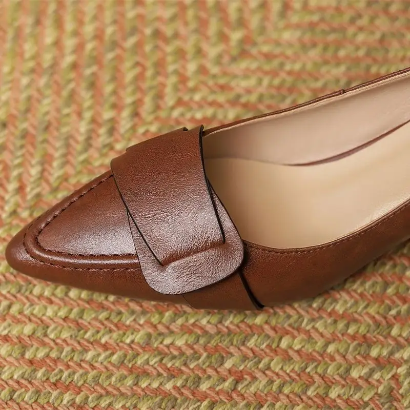 Cialisa Pumps For Lady Spring New 2023 Pointed Toe Genuine Leather Women's Shoes Handmade High Heels Fashion Footwear Brown 40