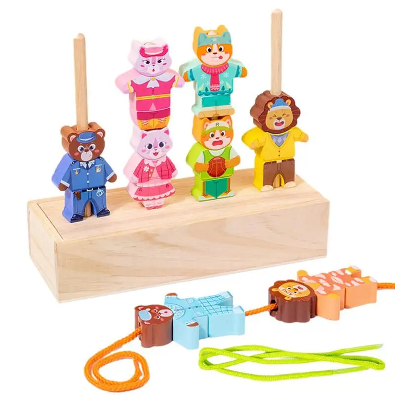 

Деревянные штабелируемые игрушки, блоки животных, балансировочная игра, Дошкольная игра Монтессори, балансировочные портативные дошкольные штабелируемые блоки для