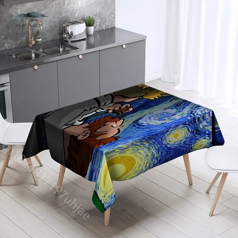 

Van Gogh Illustration Tablecloth Rectangular Table Cloth Wedding Decoration Waterproof Restaurant Kitchen Table Cover Home Party