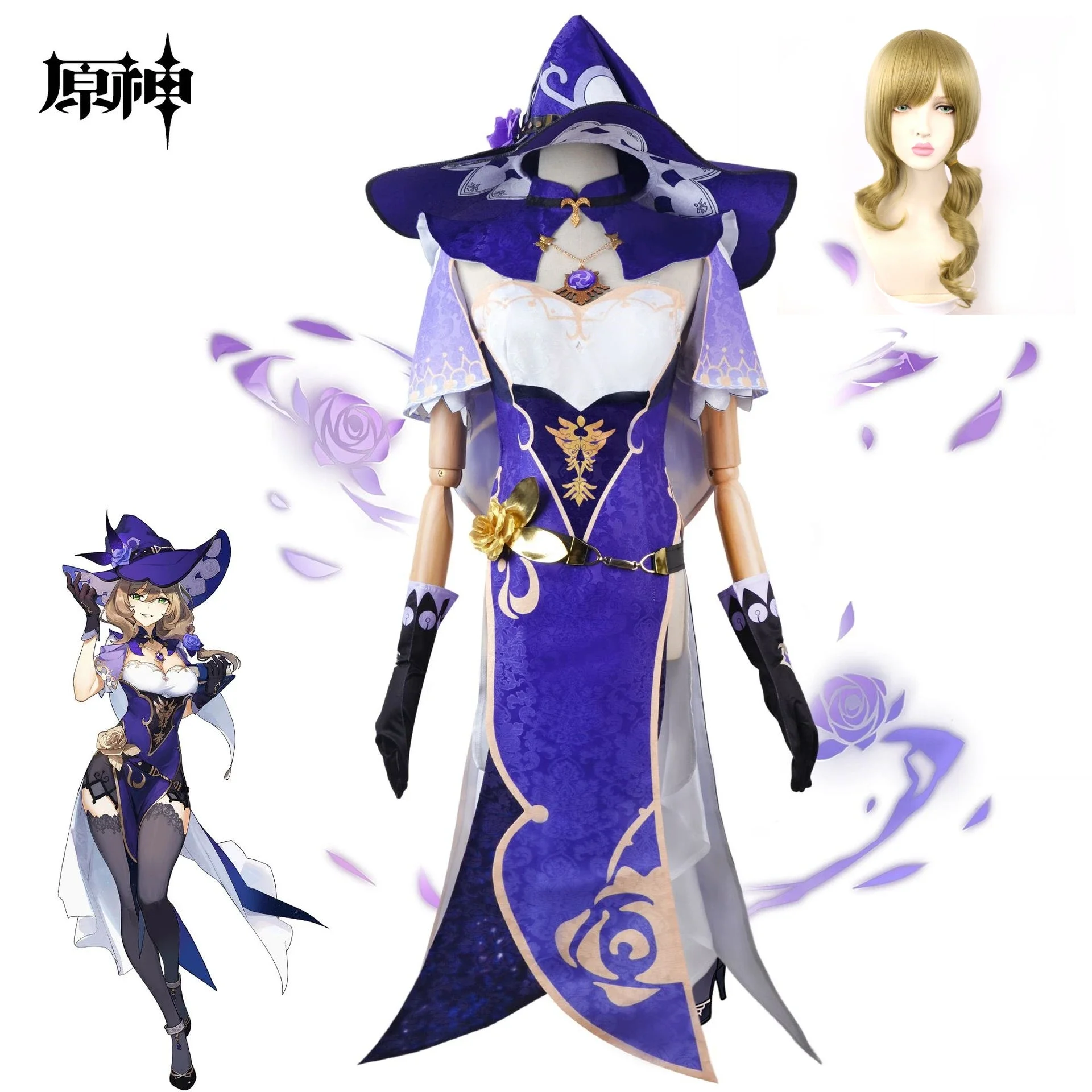 Женский костюм для косплея минси из аниме геншин ударно Лиза