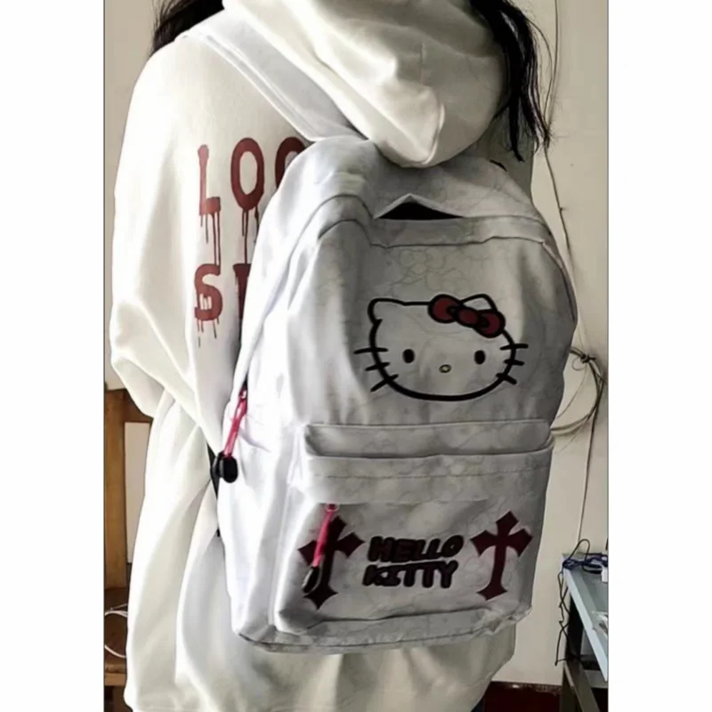 MBTI Y2k модный женский рюкзак Hello Kitty нейлон винтажный крест повседневные рюкзаки