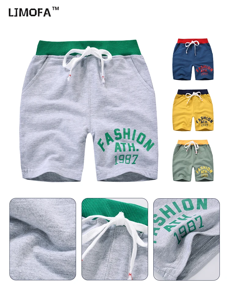 

LJMOFA 2022 New Fashion Summer Kids Shorts Cotton For Toddler Boys Solid Color Teenager Shorts Pants Sports Shorts 1-9Y D327
