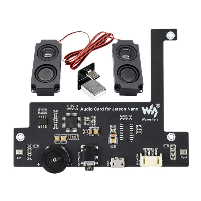 

Waveshare For Jetson Nano USB Audio Codec Module Recording Headphone Jack Driver-Free Sound Card With Speaker+USB Adapter