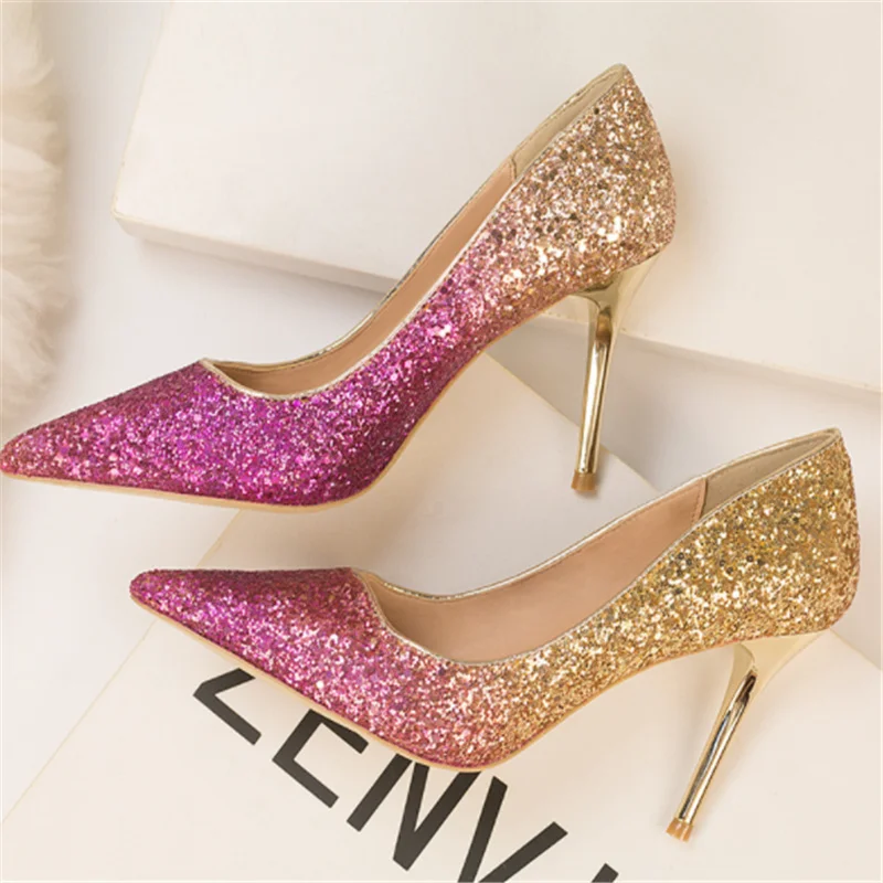 

Alo cnc 2022 New Fashion Style Woman Shining High Heels Shoes Good-shoes