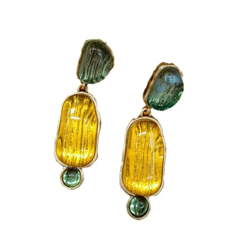 Ретро золотые элегантные серьги High Sense новые средневековые свежие сказочные желе