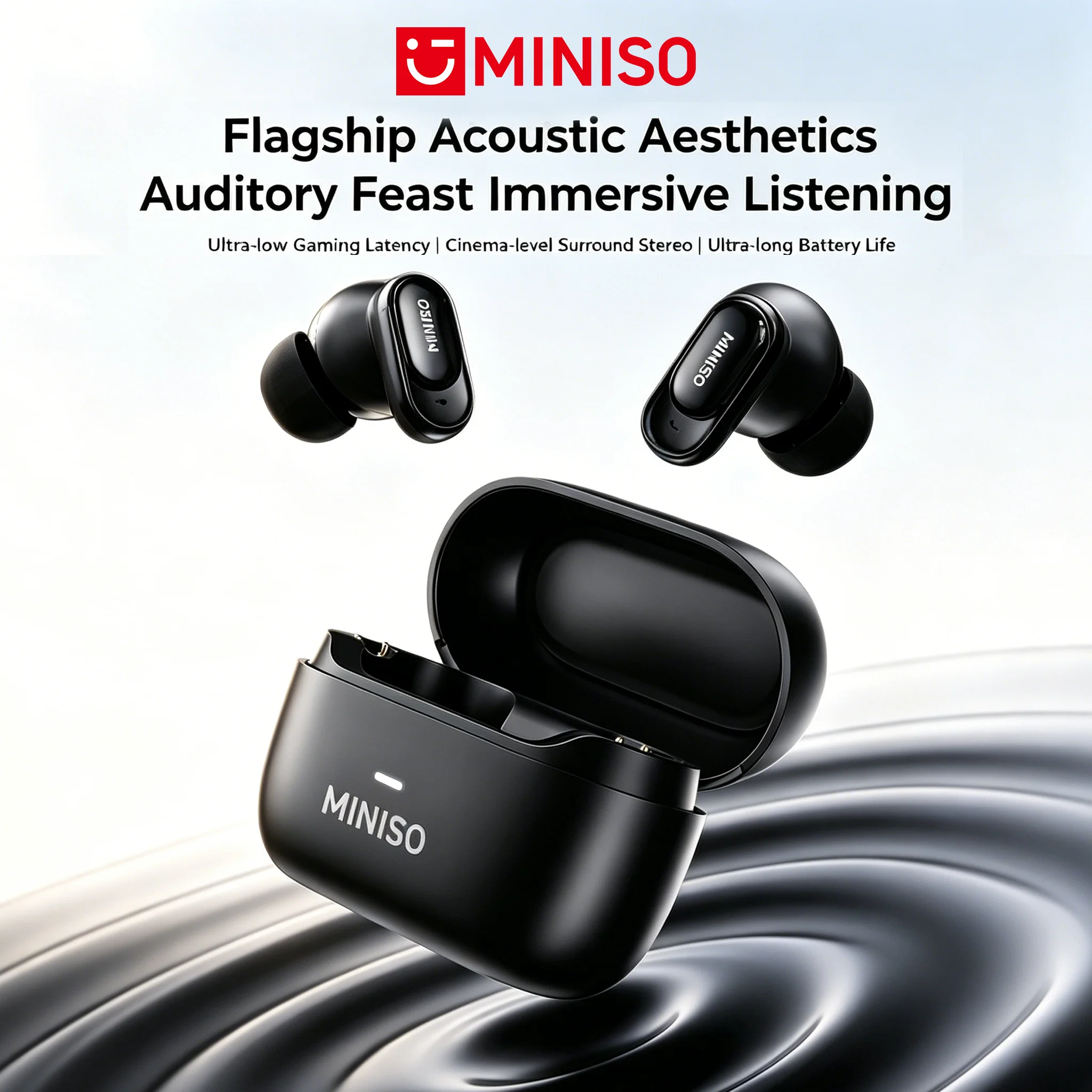 Фото Беспроводные Bluetooth-наушники MINISO MS130 с низкой задержкой, комфортные внутриканальные наушники Macaron ENC, мягкие беспроводные наушники для путешествий и спорта №1
