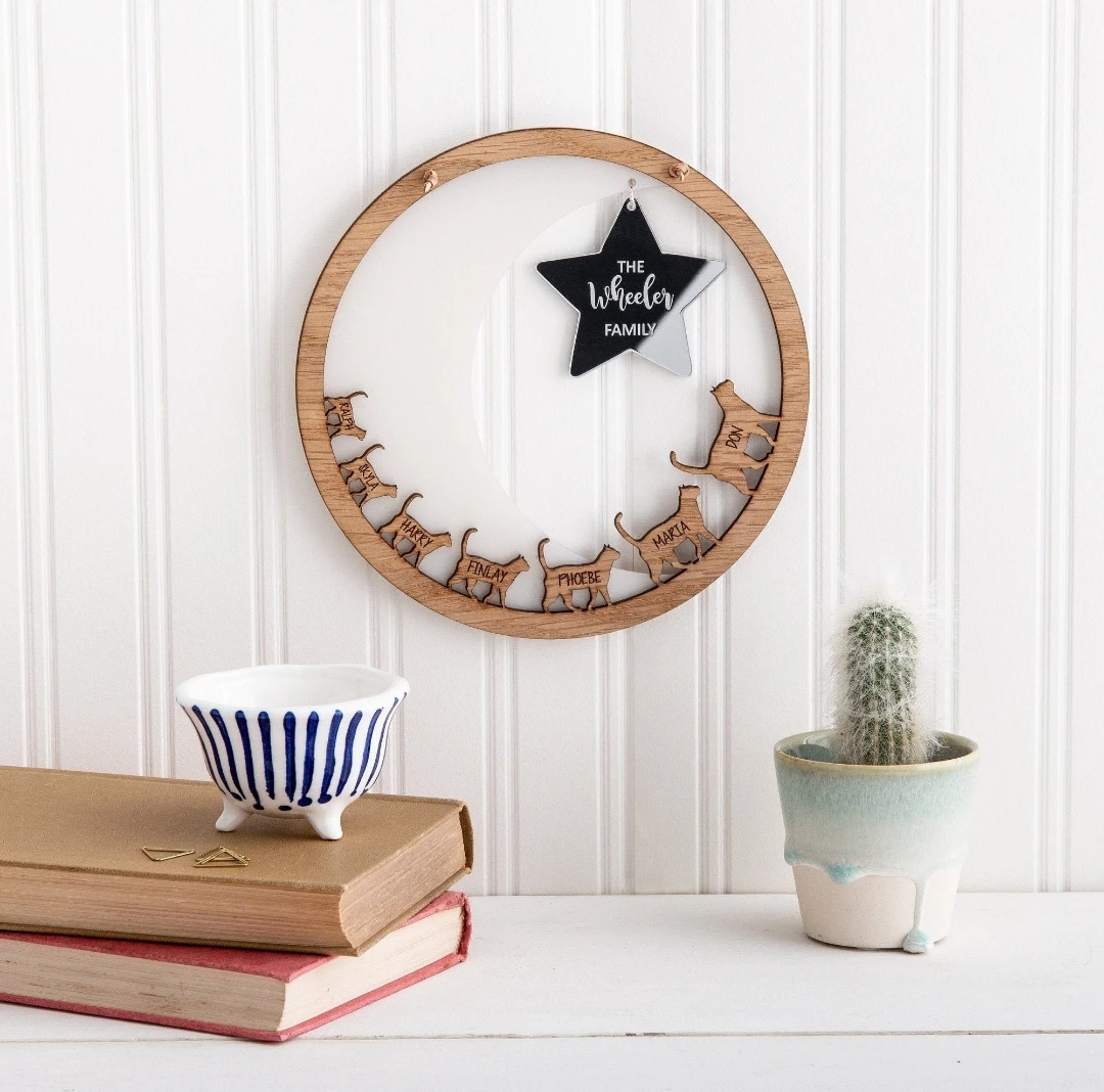 

Cat Lover Gift Personalized Cat Family Plaque, Custom Cat Decor, Family Wall Hanging Decor, Family of Cats, Christmas Gift