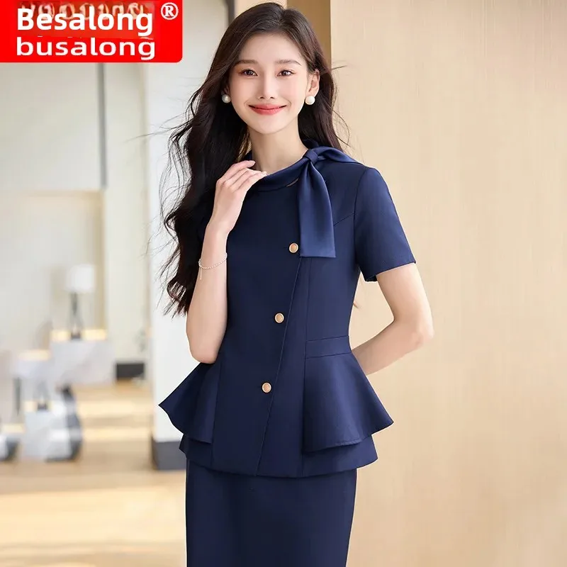 Women's Summer New Style Hotel Front Desk Reception Western-Style Suit Professional Jewelry Store Beauty Salon Workwear