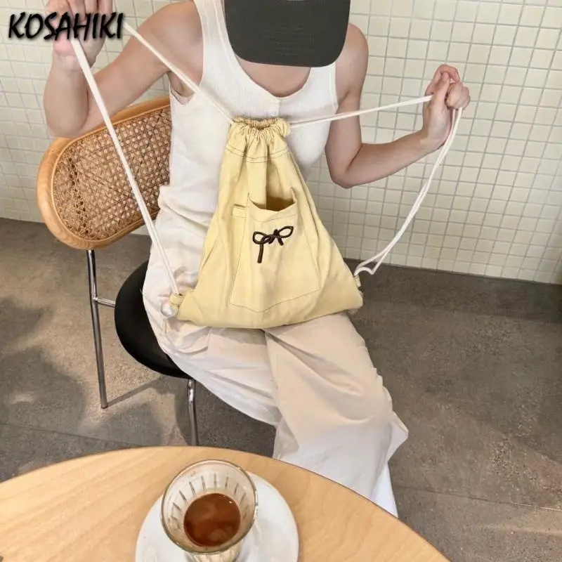 Женский рюкзак с бантом и карманами Y2k