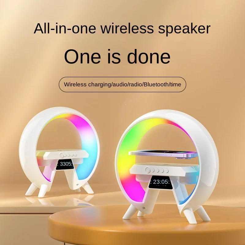

Shuangji New Big G Bluetooth Speaker Wireless Charging 15W Colorful Atmosphere Light Radio Alarm Clock Subwoofer Sound