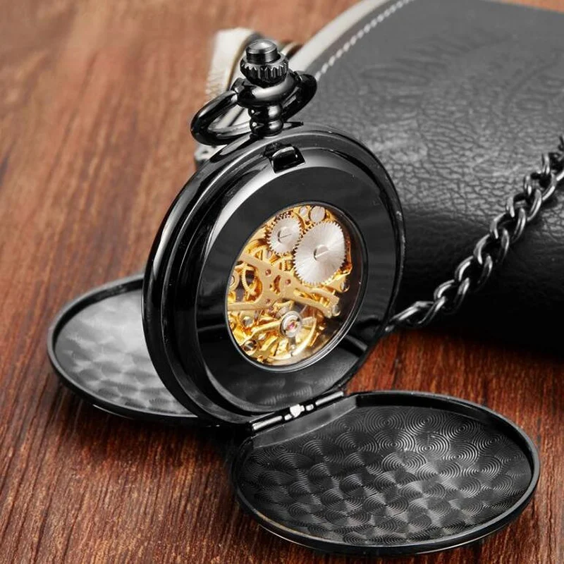 Steampunk Pocket Watch Clock Women Mechanical Hand Wind Smooth Silver Pendant White Dial Simple Stylish FOB