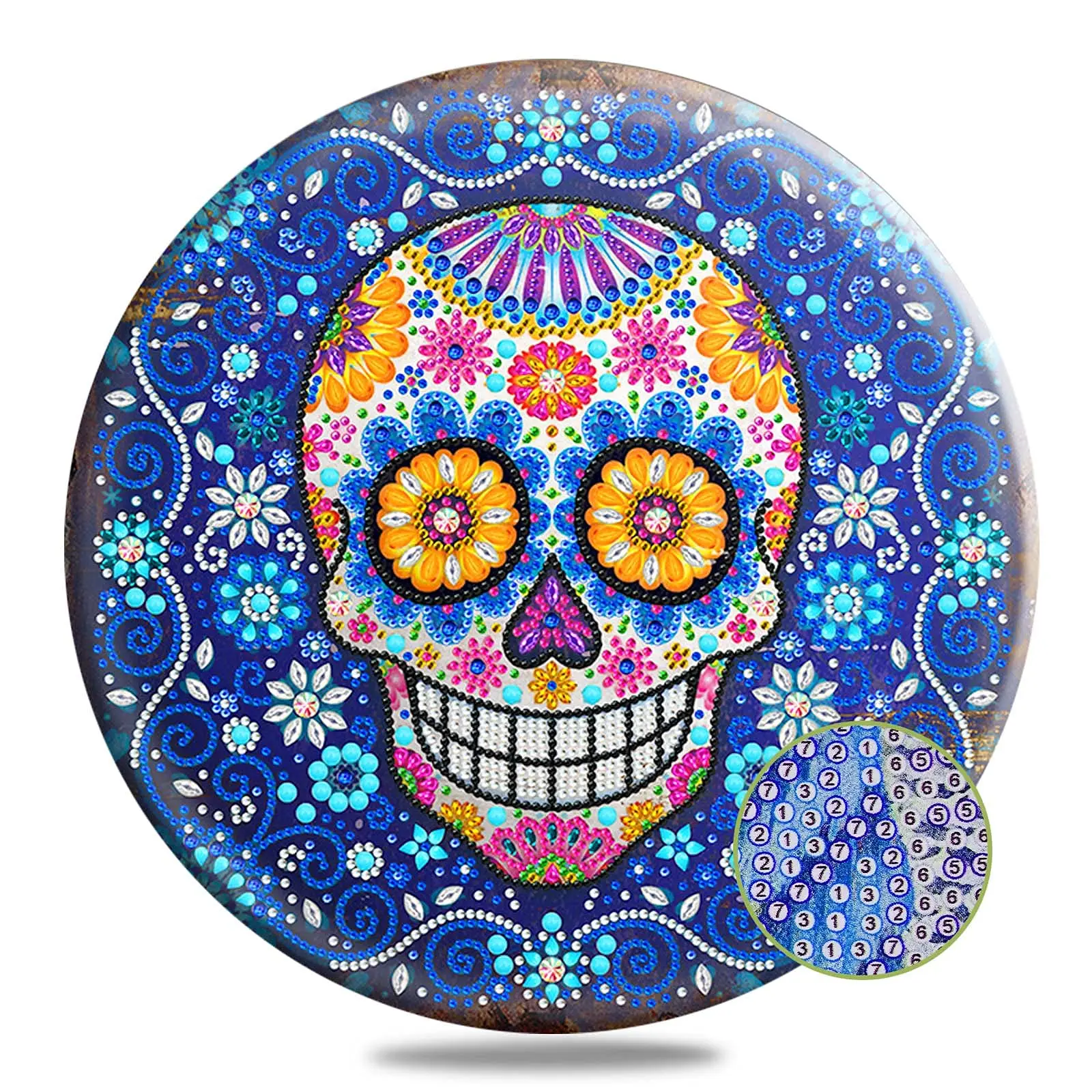 

5D DIY Iron Sheet Skull Diamond Painting Kit for Partial Special Shaped Drills Crystal Artcraft Diamond Art Wall Hanging Decor