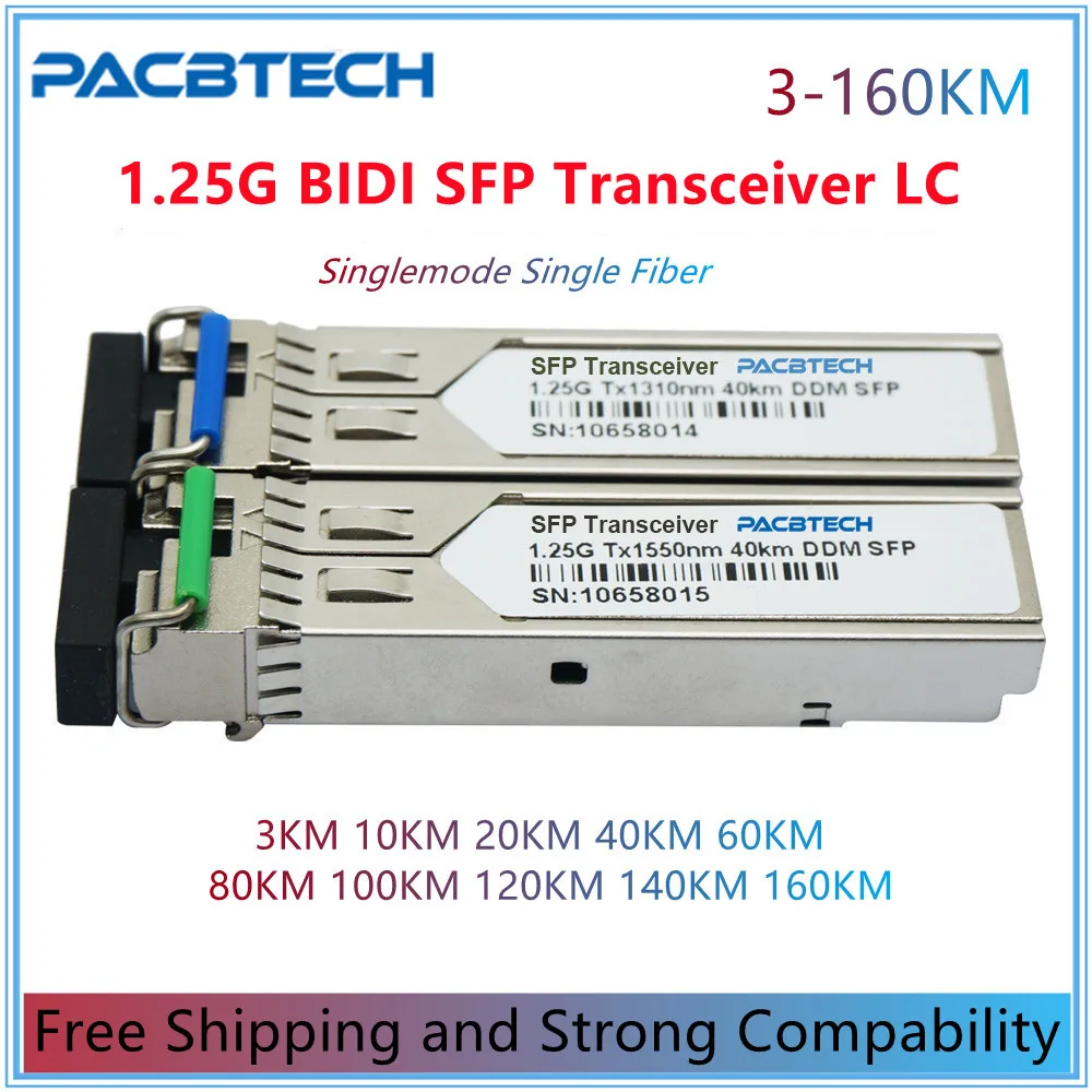 

1.25G WDM SFP Single Fiber Module 3km to 160km Bidi LC Compatible SFP Fiber Optic Transceiver Pair