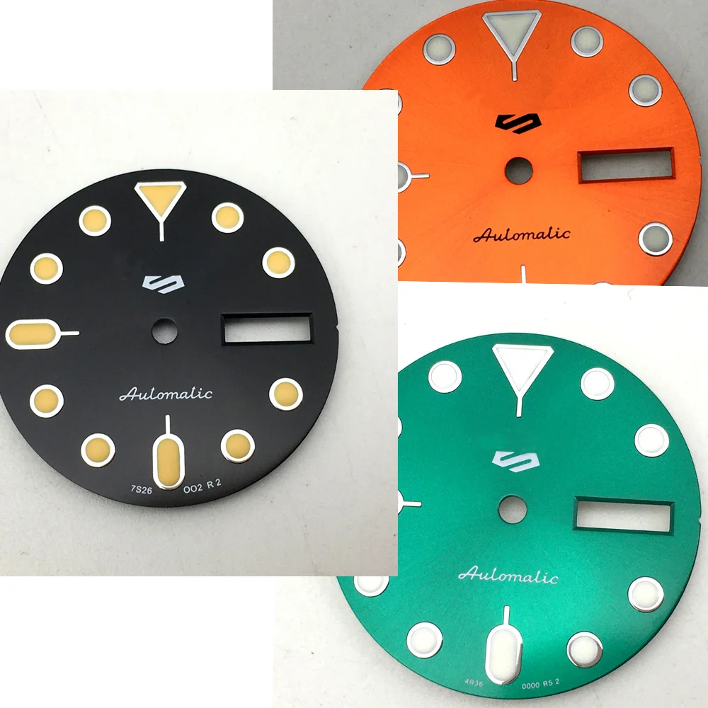 

28.5 mm NH36A watch green dial for NH36A automatic movement trim dial with S logo dial
