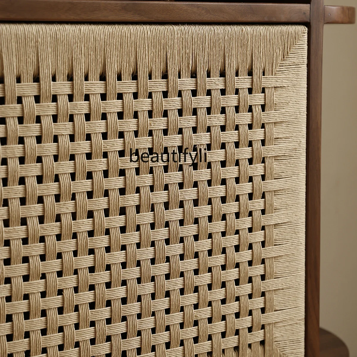 LНовый китайский веревочный плетеный закругленный угловой боковой шкаф в