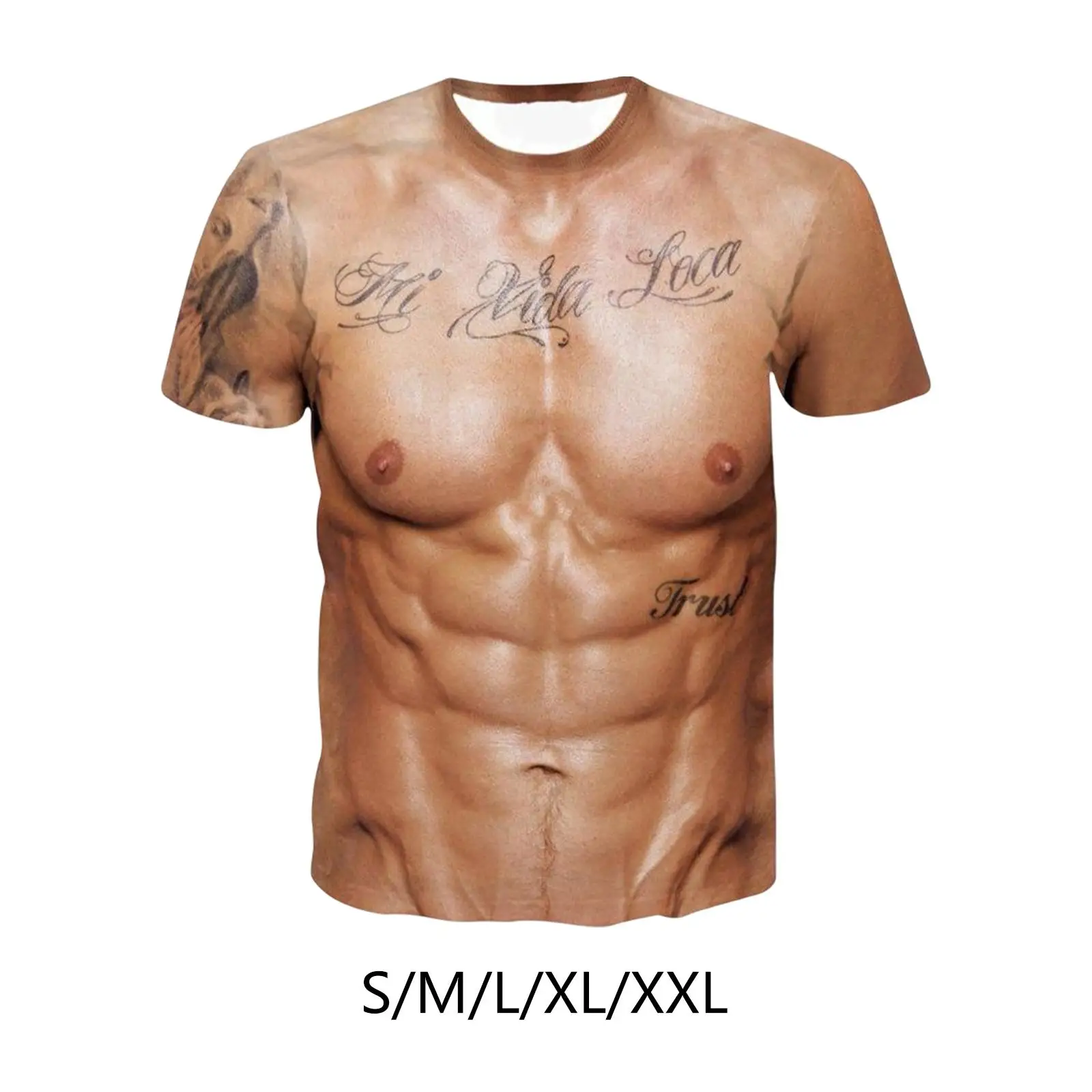 

Fashion 3D Muscle Printed Men's Short Sleeve Tattoo Print Casual Body Print Short Sleeved Shirt Tee Tops T Shirt