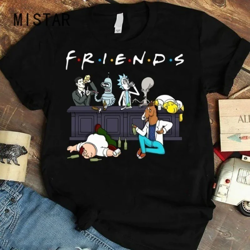 

Trendy FRIENDS Tshirt Femme Letter Print Graphic Tees Women Friends TV Show T-shirt Female Cute Tshirt Graphic Black Tees Women