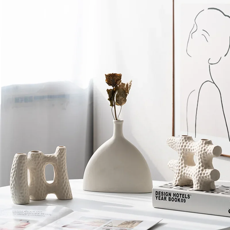 Современная скандинавская ваза Jar Ceramique Blanc Aesthetic Vase Bohemian White Objetos Decorativos Para A Casa Home