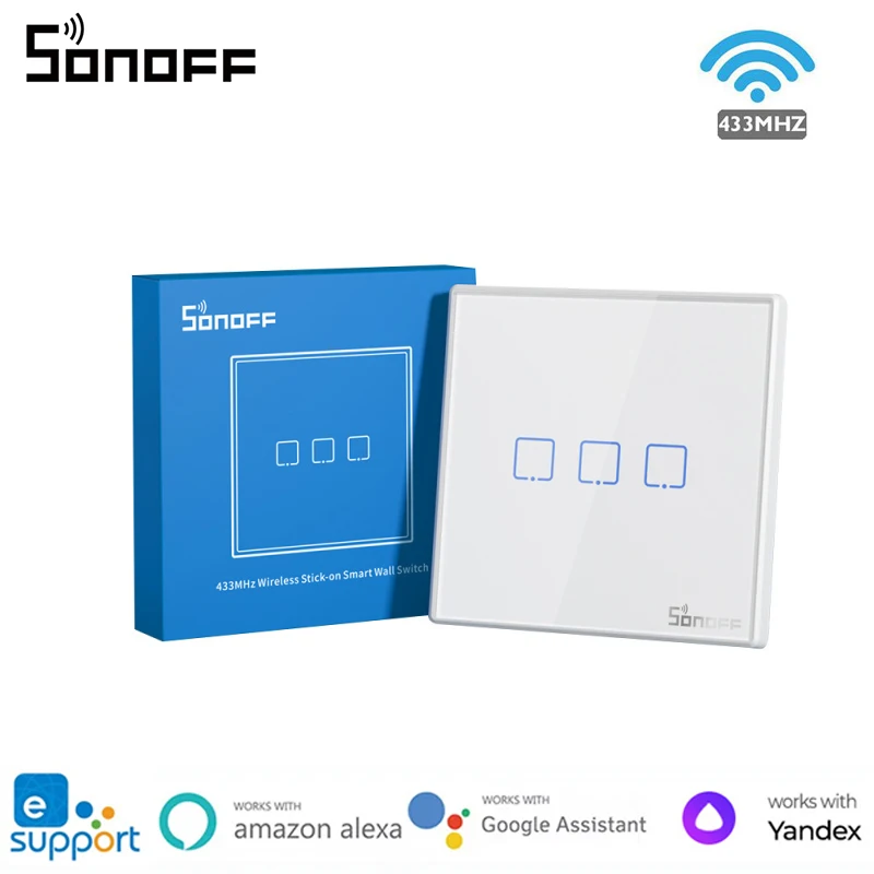 

SONOFF RF Remote Controller 86 Type Wall Panel Sticky 433MHz RF Remote Control 1/2/3 Gang Works With SONOFF TX Wifi Wall Switch