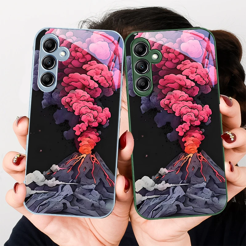 Simple Pink Volcanic for Samsung Galaxy A01 02 03 Core A04 A14 4G A13 54 34 31 20 25 23 22 5G S21 Ultra S20 glass phone case