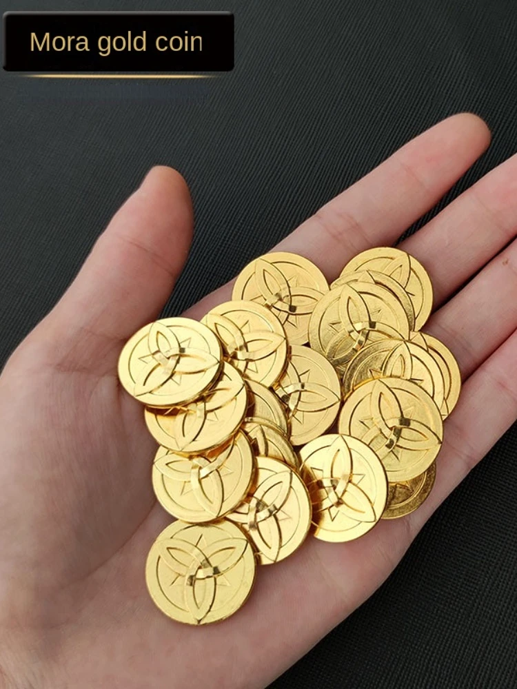 

Anime Genshin Impact Mora Cosplay game Metal Coin Treasure Chest enhanced equipment Tiwate Prop accessories gift 20 pieces/set